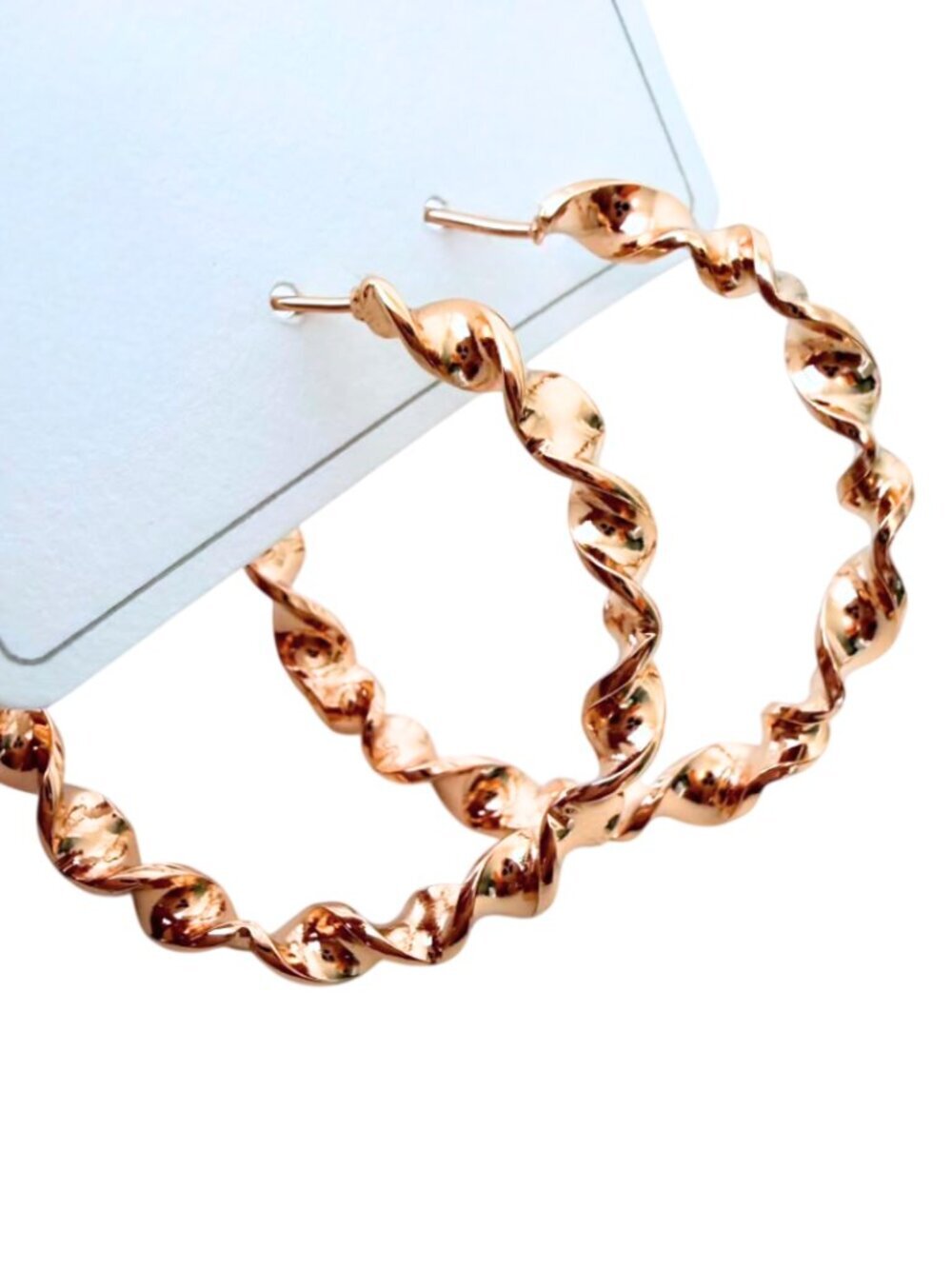 Large Twisted Rope Hoop Earrings 3.5cm – Rose Gold Plated | Modern Minimalist